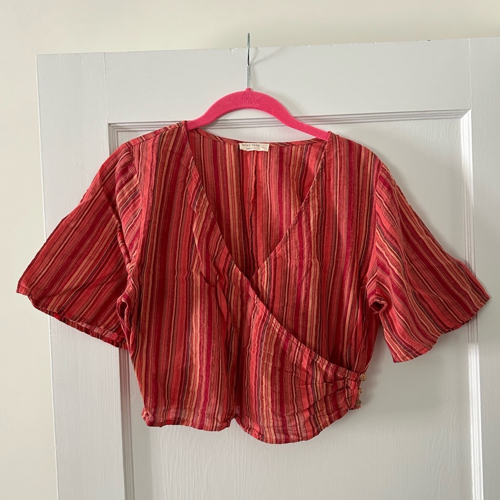 miss love Button-wrap Top